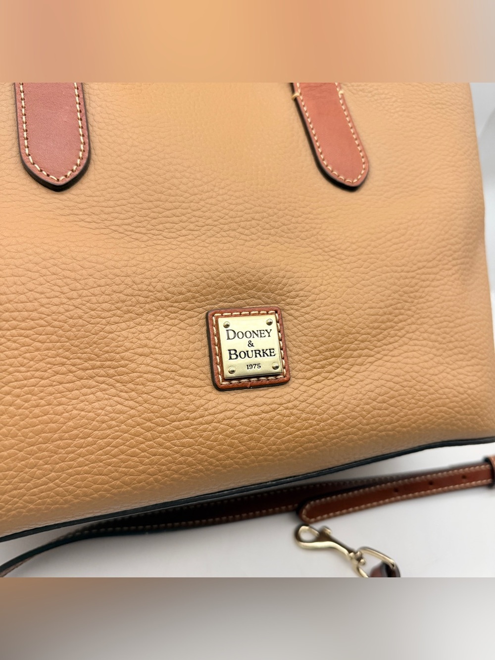 Dooney & Bourke Pebble Leather Brielle Satchel Tote Bag Caramel Brown NWOT - Picture 5 of 15